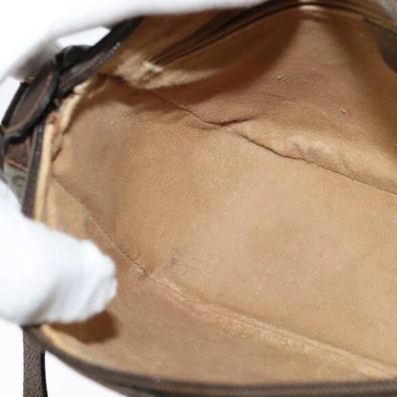 GUCCI GG Supreme Web Sherry Line Bag PVC Beige Gold Auth 128013 - Picture 12 of 16